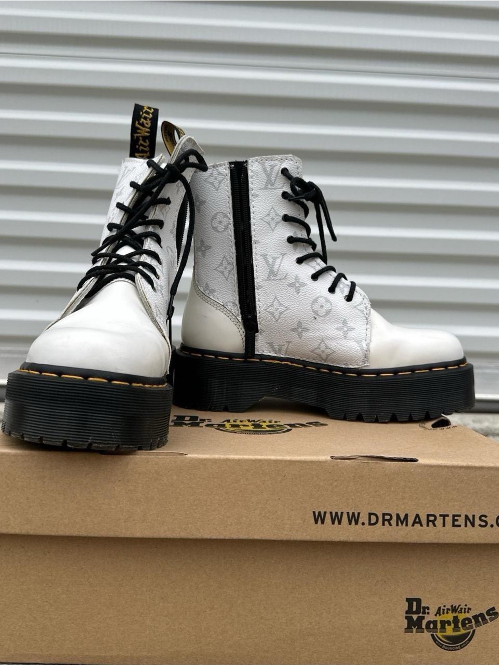 New Custom Dr. Martens White Jadon Platform Boots